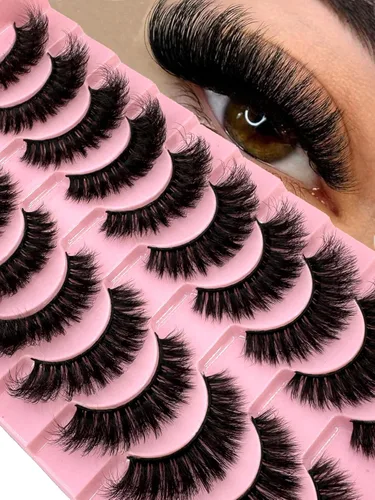 10 pares de pestañas postizas de visón 3D, hechas a mano, pestañas largas y finas, pestañas naturales para maquillaje de ojos (3-6)