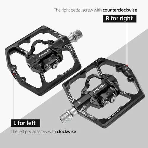 Miniatura 8 de FOOKER Pedales de bicicleta de montaña MTB, doble función plana y pedal, 3 rodamientos sellados plataforma plana compatible con pedal sin clip