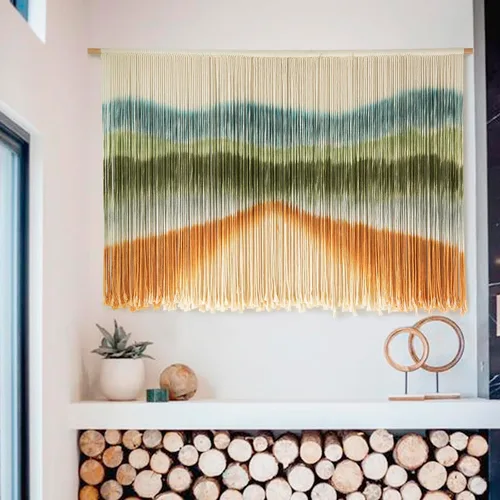 Miniatura 17 de IOWER Macramé para colgar en la pared, paisaje de montaña grande, arte de pared bohemio, hecho a mano, decoración de pared para el hogar, sala