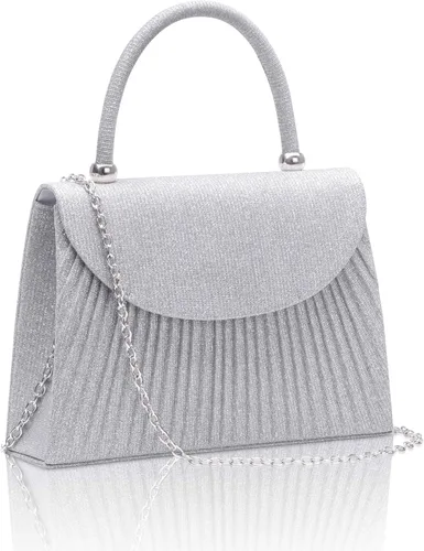 Miniatura 9 de Larcenciel Bolsos de noche para mujer, bolso de mano de noche con asa superior con purpurina con cadena para fiesta, graduación, boda, cóctel club