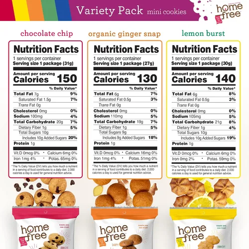 Miniatura 2 de Homefree Paquete variado de mini galletas, sin gluten, sin nueces, vegano, paquetes de bocadillos de galletas, seguro para la escuela y apto