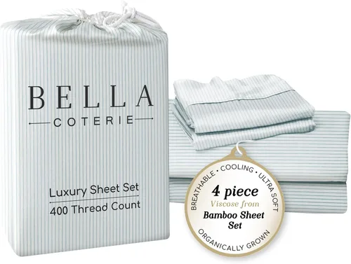 Miniatura 78 de Bella Coterie - Juego de sábanas de lujo de viscosa de bambú para cama tamaño split king 2 sábanas ajustadas para camas Sleep Number y camas 06