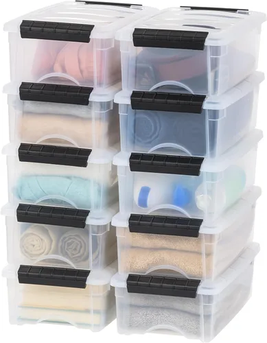 Miniatura 20 de IRIS USA - Contenedores de almacenamiento de plástico apilables de 40 cuartos de galón con tapas y hebillas de cierre, paquete de 4