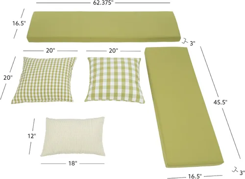 Miniatura 2 de Linon Harris Apple Verde 2 piezas de cojín de rincón con 3 almohadas de acento coordinadas de Linon - Solo se ajusta a la colección Harris Nook