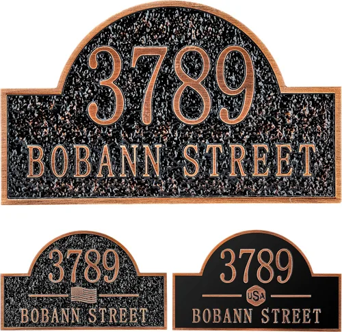 Miniatura 45 de Letrero de dirección personalizado, placa de dirección de número de casa, placa de dirección personalizada, metal o latón antiguo acrílico