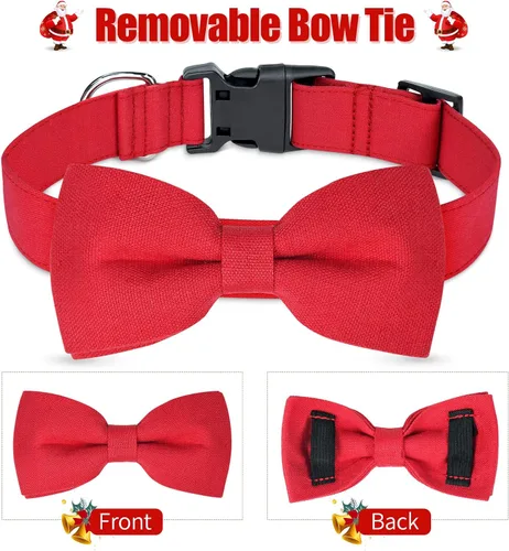 Miniatura 6 de Collar de Navidad Malier con Pajarita - Collares Clásicos Rojos de Vacaciones para Niñas y Niños, Ajustable para Perros y Gatos Pequeños a Grandes