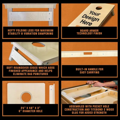 Miniatura 4 de Titan Bags - Juego profesional de tableros de Cornhole ACL COMP de madera maciza con asas integradas para adultos, juego deportivo portátil al aire