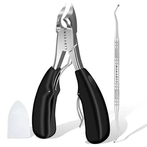 Makartt Cortaúñas para uñas encarnadas con elevador de uñas, juego de podólogo de acero inoxidable para uñas gruesas, herramientas de manicura y