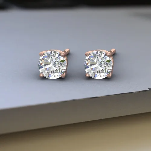 Miniatura 6 de Aretes de diamante con 4 puntas de 38 a 0.70 quilates en oro de 14 quilates, con certificación IGI