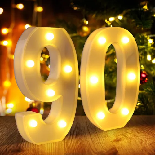 Miniatura 48 de Símbolo Ampersand LED Grande &, Letras de Marquesina Cartel 26 Letras del Alfabeto y 10 Números Luminosos para Decoración de Fiestas, Números