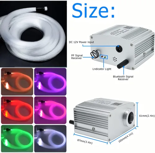 Miniatura 3 de Kit de luces de techo de estrella de fibra óptica parpadeante de 10 W con control Bluetooth de Azimom, luces de interior para automóvil y hogar, 450