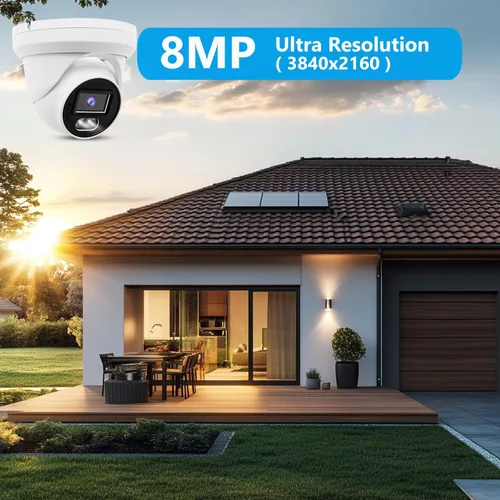 Miniatura 4 de Cámara de torreta IP PoE 4K 8MP al aire libre 24/7 versión nocturna a todo color 0.110 in 105° gran angular, H.265, IP67, compatible con Uniview