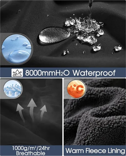 Miniatura 3 de 33,000ft Chaqueta Softshell para hombre con capucha, forro polar, ligera, impermeable, para senderismo