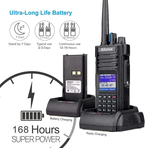 Miniatura 2 de Radioaficionado HD1, radio profesional de doble banda DMR/analógica bidireccional – Walkie Talkie impermeable IP67 con 3200mAh USB-C, llamada