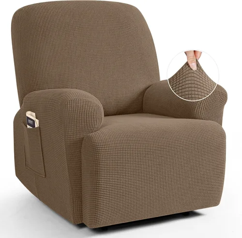 Miniatura 36 de TAOCOCO Funda reclinable de 4 piezas, funda elástica para sofá reclinable de 4 piezas, funda reclinable con 1 asiento, protector suave, fundas