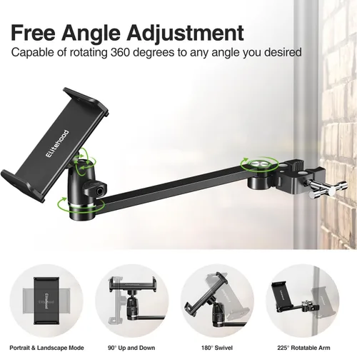 Miniatura 3 de elitehood Soporte de micrófono para iPad de brazo extra largo de 12 pulgadas, soporte de iPad ajustable de 360° para soporte de micrófono, soporte