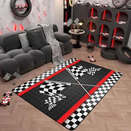 Alfombra de Juego de Autos de Carreras para Niños, Alfombras de Juego para Niños, Alfombra de Sala de Juegos para Niños con Respaldo de Goma,