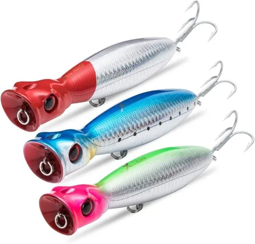 Miniatura 7 de KINGDOM 5 Colores Big Splash Long Casting Popper Pesca Señuelos 9.5/16/1.27 oz Flotante Agua Pesca Plugs 80/100/5.118 in Ruido Mejorado 3D Simulado