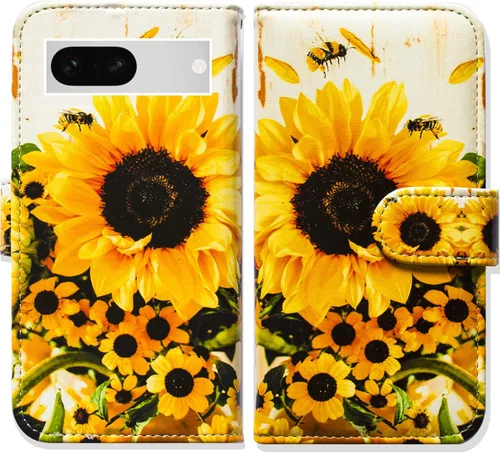 Miniatura 26 de Bcov Pixel 7a - Funda de piel con tapa y función atril para Google Pixel 7a, diseño de flores y mariposas azules Mariposa Azul Flores Rosa