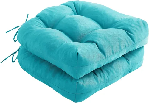 Miniatura 16 de IPYNBAP Juego de 2 cojines para sillas de exterior, cojines para sillas de patio con lazos, 17x17+4" cojines de asiento acolchados para exteriores