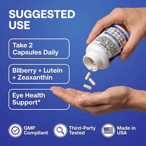 Miniatura 6 de Vitaminas oculares Clean Nutra con Bilberry, Luteína y Zeaxantina, Suplementos de Licopeno 40mg, Resveratrol, Semilla de Uva, Astaxantina