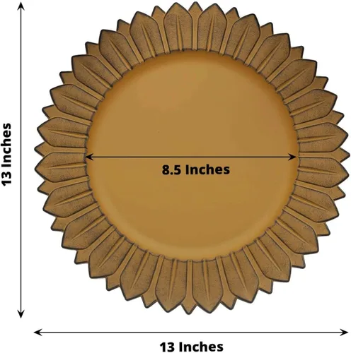 Miniatura 3 de Efavormart Paquete de 6 Platos Cargadores de Cena de Plástico de Girasol Amarillo Mostaza Mate de 13", Bandejas Redondas Desechables para Servir