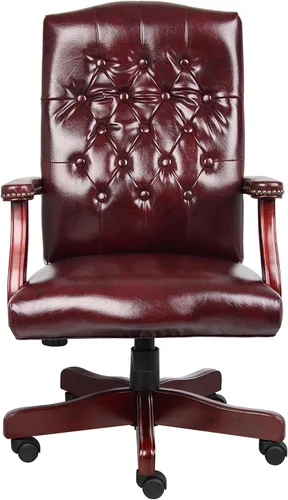Miniatura 5 de Scranton & Co Silla ejecutiva de respaldo alto, piel sintética, rojo sangre de buey, 27 pulgadas de ancho x 28 pulgadas de profundidad x 43-46.5