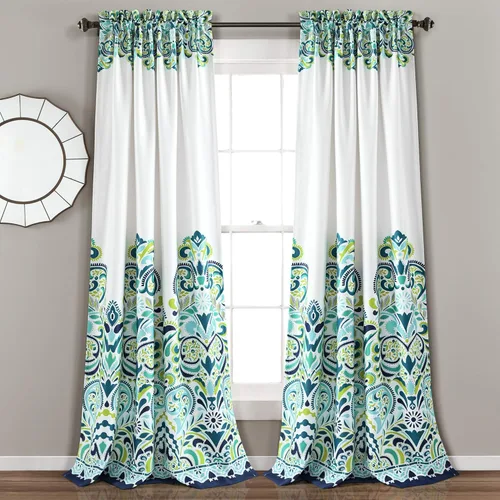 Miniatura 11 de Lush Decor Clara Curtains - Cortinas con estampado de damasco paisley, estilo bohemio, filtrado de luz, juego de paneles para ventana para sala