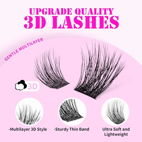 Miniatura 2 de GAQQI - Extensiones de pestañas en racimo, 120 pestañas en racimo, extensiones de pestañas de volumen 10-14 mm, pestañas individuales 3D multicapa