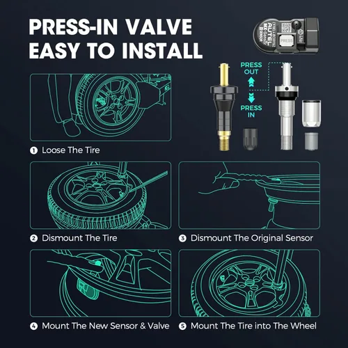 Miniatura 6 de Autel Sensor TPMS, sensor MX-2 en 1 (315 MHz + 433 MHz) para el 99% de los automóviles, programación inalámbrica 100% clonable, igual que