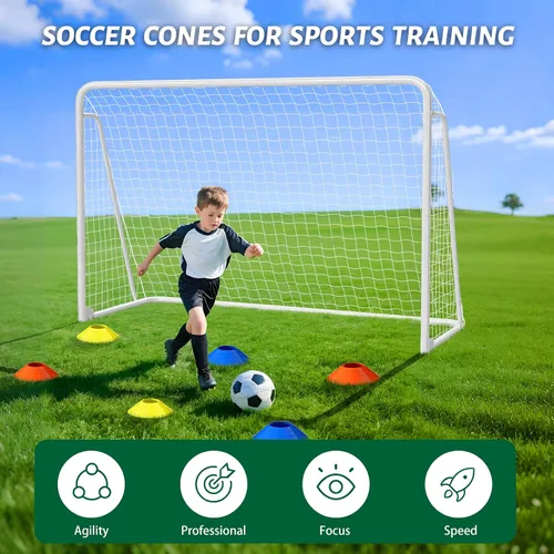 Miniatura 5 de NAIZEA Porterías de fútbol – 24x8/21x7/18x7/12x6/16x7/10x6/8x6/6x4 pies para entrenamiento de patio trasero – Red de fútbol de metal portátil