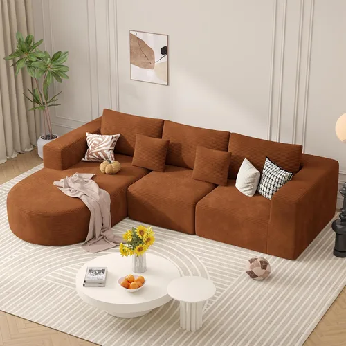 Miniatura 8 de Sofá modular con diván en forma de L, sofá cama moderno seccional Cloud con asiento profundo, sofás de compresión de esponja, no requiere montaje