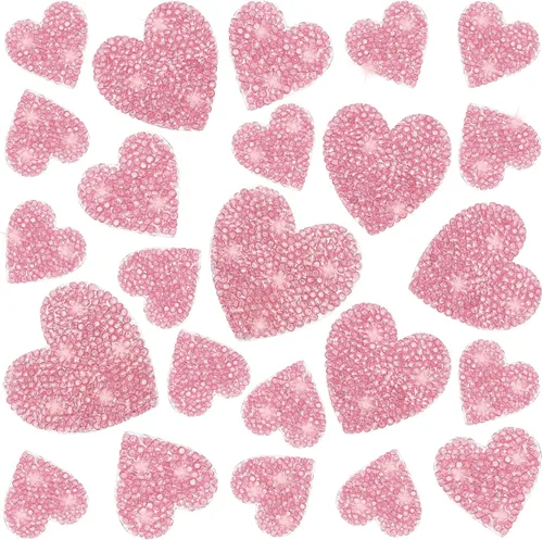 Miniatura 8 de 26 parches para planchar en forma de corazón, parches de diamantes de imitación, apliques adhesivos plateados, pegamento caliente, corazones