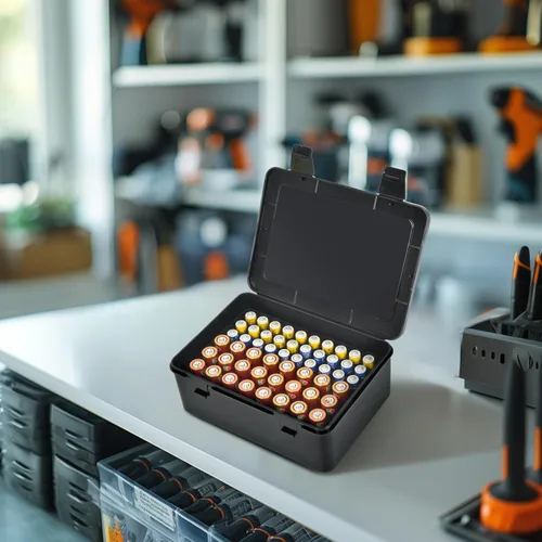 Miniatura 7 de ALCYON Caja Organizadora de Almacenamiento de Baterías, Estuche Soporte de Garaje para 24* AA, 30* Baterías AAA