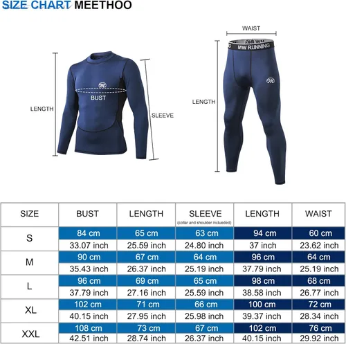 Miniatura 7 de MeetHoo Conjunto de ropa interior térmica para hombre, capa base de compresión, ropa de invierno con forro polar largo, ropa de correr y esquiar