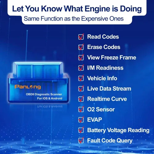 Miniatura 3 de Panlong Escáner OBD2 Bluetooth para iPhone iOS Android OBDII Herramienta de escaneo de diagnóstico de coche Lector de código de error del motor