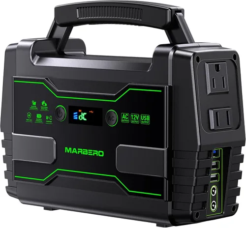 Miniatura 11 de MARBERO Generador solar de 155 Wh con panel solar de 30 W, estación de energía portátil con 2 salidas de CA de 100 W (pico de 150 W), QC3.0 USB