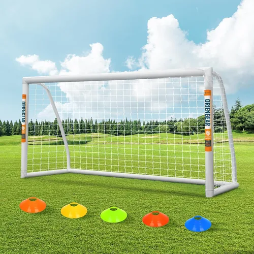 Miniatura 9 de ORIENGEAR Soccer Goal, 12x6/10x6.5/8x6/6x4 Full Size Soccer Goals for Backyard, Soccer Net with Training Discs, Portable Soccer Goal for Kids and