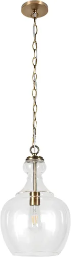 Miniatura 10 de Henn&Hart Lámpara colgante de 11 pulgadas de ancho (27.94 cm) con pantalla de vidrio en bronce ennegrecido/transparente, lámpara de techo empotrada