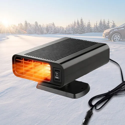 Calentador portátil para automóvil con calefacción y refrigeración 2 en 1, descongelador de parabrisas giratorio de 360°, 12 V 150 W se conecta al