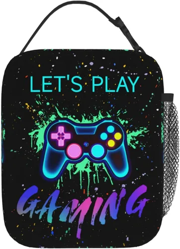Miniatura 2 de SARA NELL Lonchera con controlador de juegos, bolsa de almuerzo colorida para niños, lonchera impermeable con aislamiento térmico para niños, mini