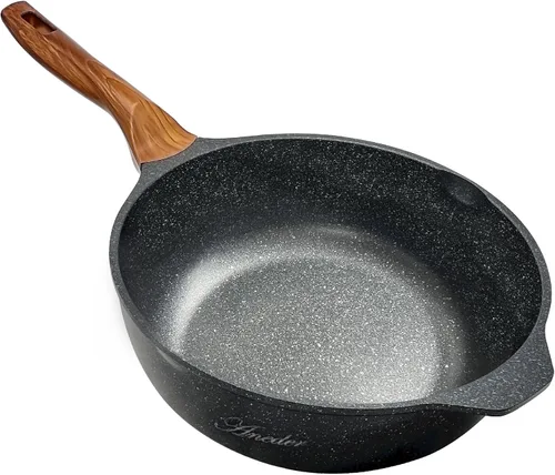 Sartén antiadherente y wok, sartenes y woks de Aneder 11 pulgadas para sartenes de salteado para estufas eléctricas, de inducción y de gas