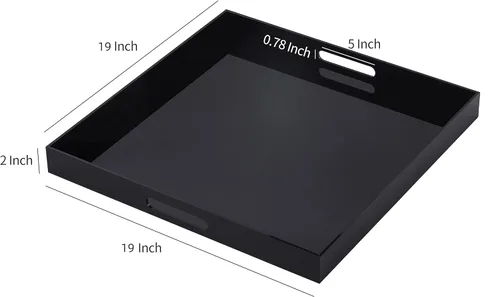 Miniatura 2 de Bandeja de servir de acrílico grande tamaño King para cama, 24 x 24 pulgadas, a prueba de derrames, bandejas decorativas, organizador de encimera