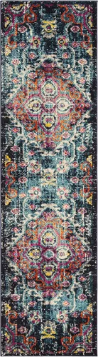 Miniatura 3 de SAFAVIEH Colección Monaco - Alfombra de pasillo, 2.2 x 6 pies, azul y fucsia, no desprende pelusa y de fácil cuidado, ideal para zonas de alto