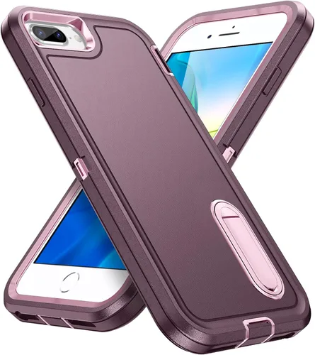 Miniatura 12 de IDweel Funda para iPhone 8 Plus/7 Plus/6S Plus/6 Plus con soporte, protección resistente, a prueba de golpes, arañazos, ajuste delgado, negro