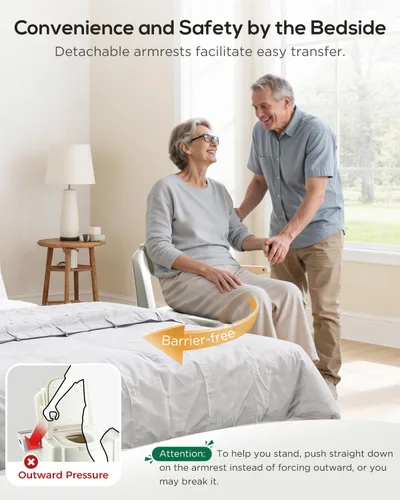 Miniatura 2 de Cómoda de noche de alta resistencia de 500 libras, silla portátil 3 en 1 para ancianos y adultos, inodoro nocturno con luz de movimiento, silla