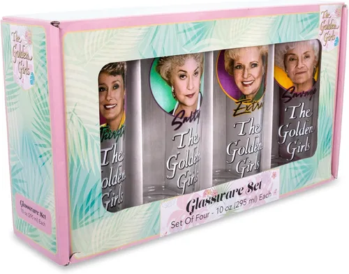 Miniatura 2 de Silver Buffalo The Golden Girls Frames - Vasos de 10 onzas con logotipo, juego de 4 Vasos de bar para mimosas, cócteles