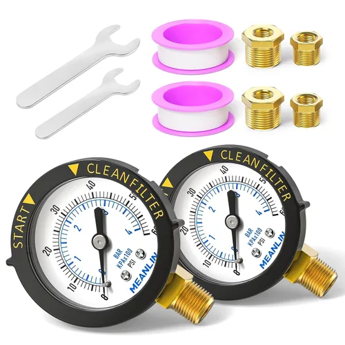MEANLIN MEASURE Medidor de presión de filtro NPT de arranque y limpieza de 0 ~ 60 psi, adecuado para piscina, spa, acuario, montaje inferior