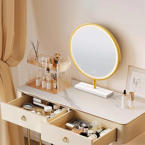 Miniatura 8 de Espejo de maquillaje iluminado de 15.7 pulgadas, espejo de tocador con enchufe USB, espejo de mesa regulable de 3 colores, espejo redondo, espejo