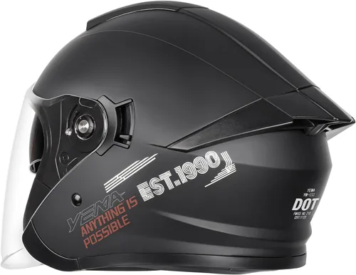 Miniatura 3 de YEMA Casco de motocicleta de cara abierta 3/4 aprobado por DOT, doble visera, hebilla de liberación rápida, cascos de motocicleta para adultos